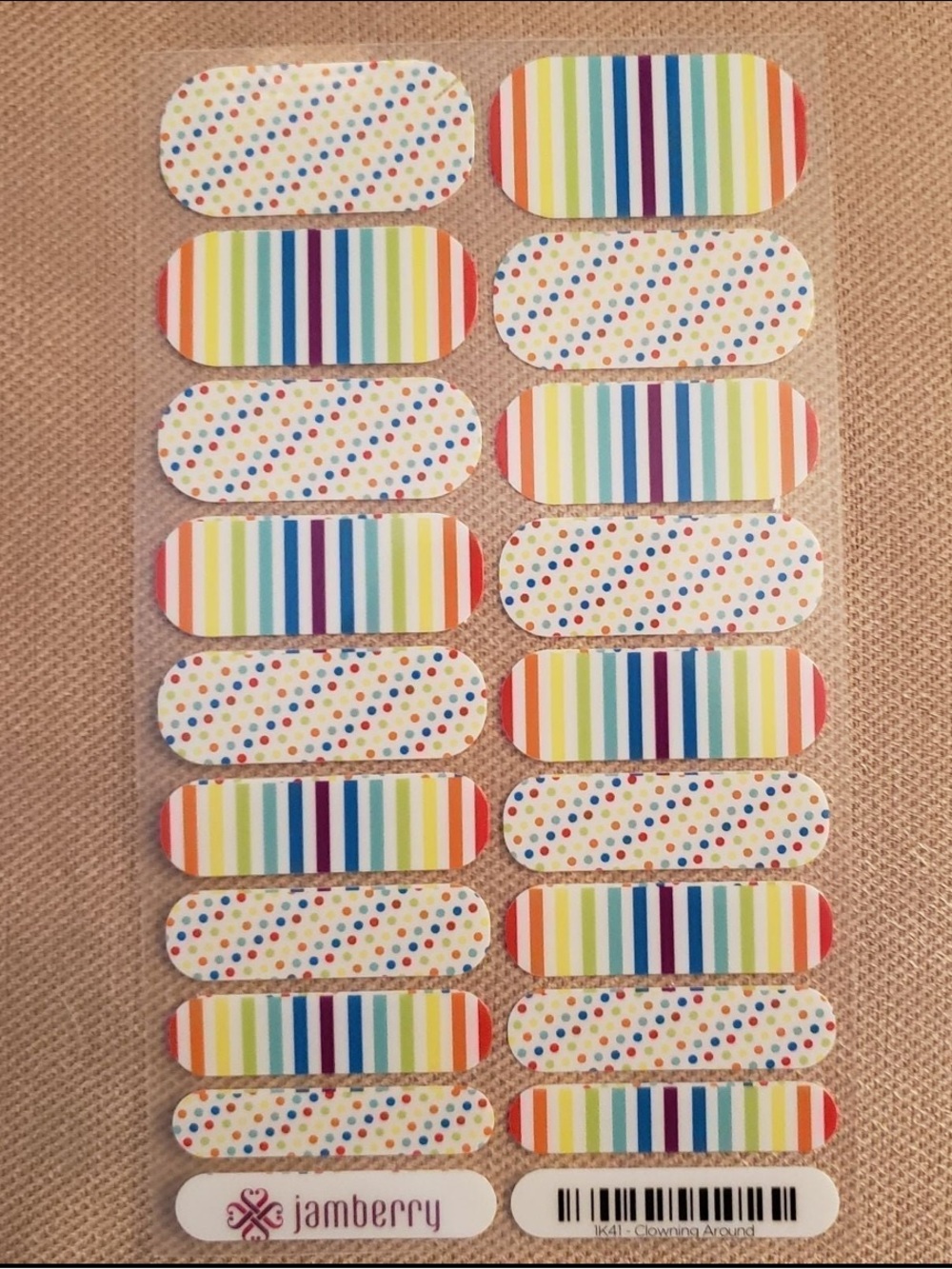 Jamberry Nail Wraps Full Sheet Clowning Around 1K41 Rainbow Pride Polka Dot